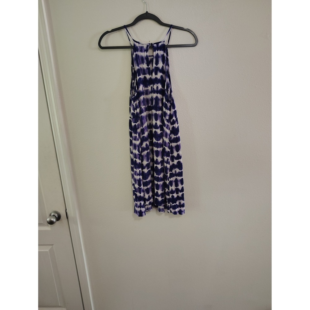 Mossimo Supply Co Purple Tie Dye Ikat Halter Mini Dress Size M Summer Flowy - Picture 3 of 3